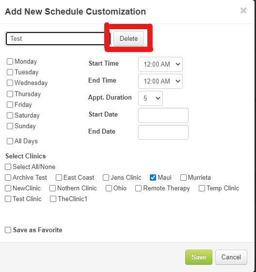 delete favorite view